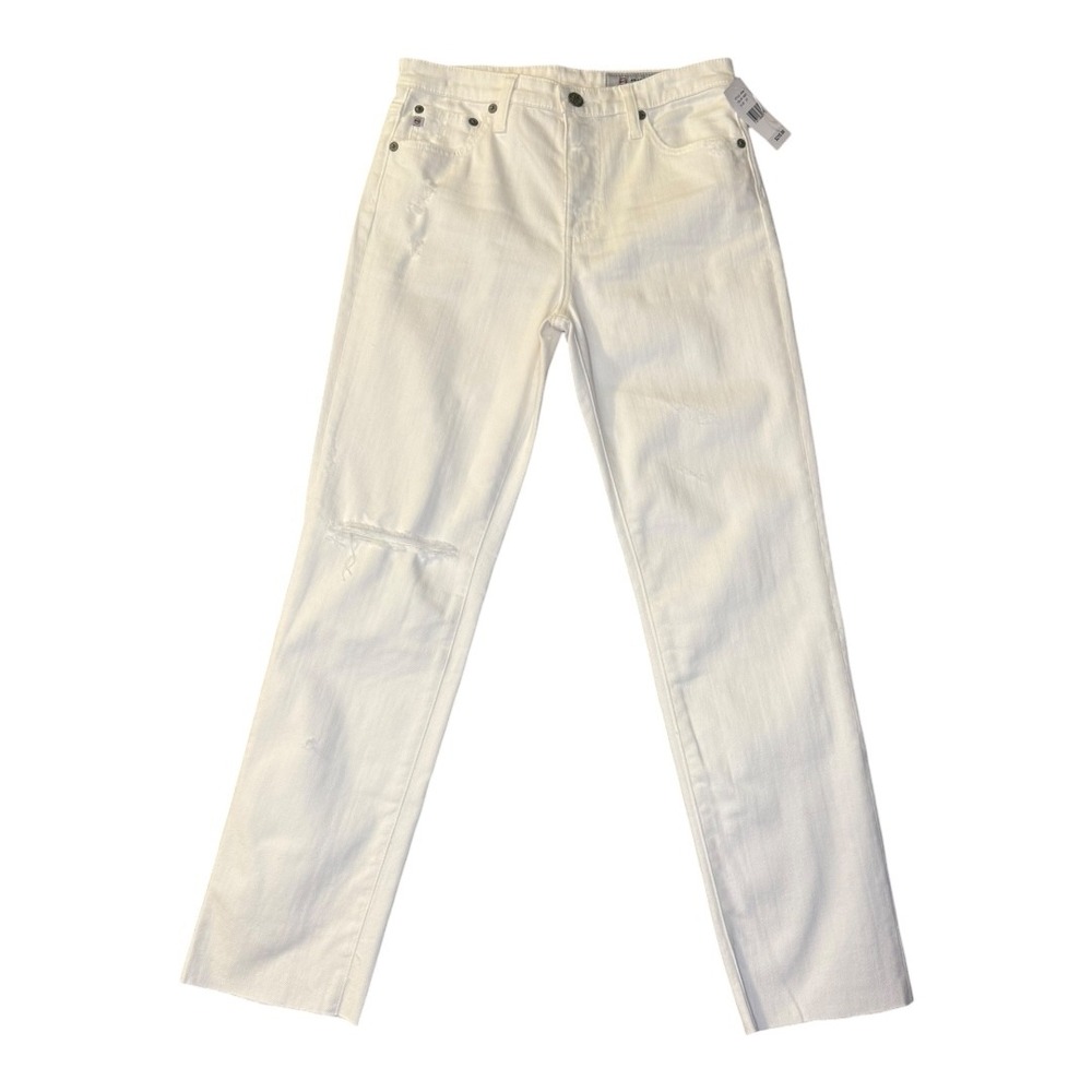 AG Jeans The Isabelle High Rise Straight Crop Jeans White Distressed Size 4 (27)